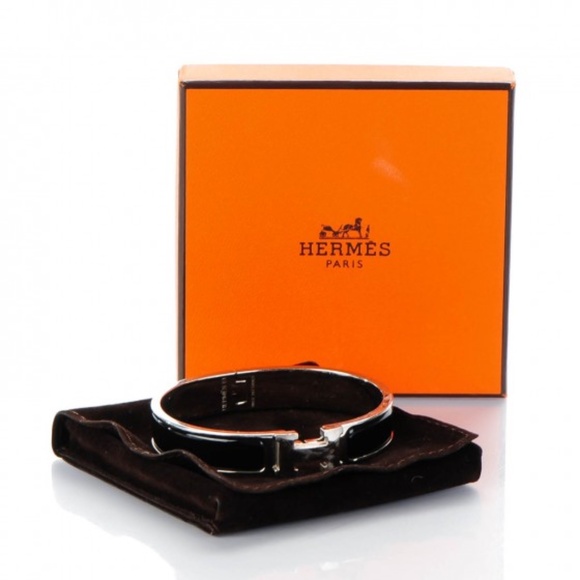 HERMESEnamel Narrow Clic Clac H Bracelet GM Black